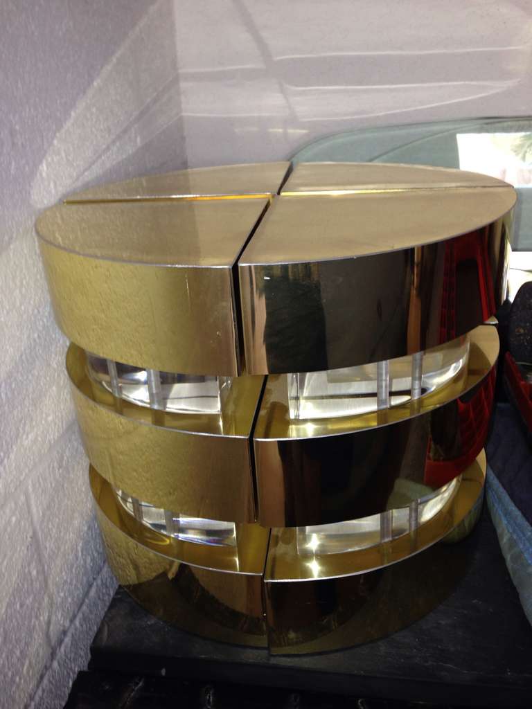 Brass & Lucite Sculptural Puzzle Coffee Table 4