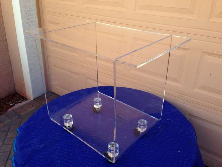Lucite Mid Century Rolling Bar Cart Table 1