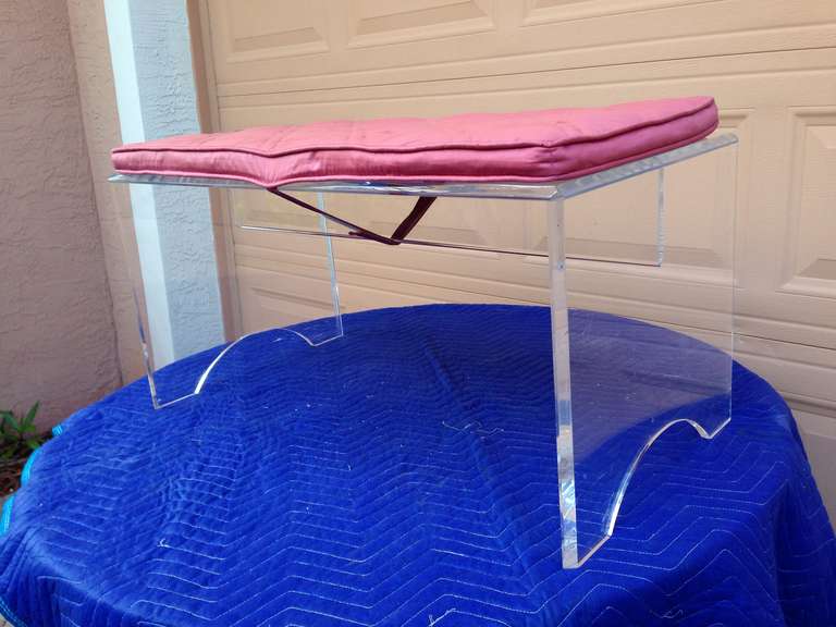 American Sculptural Lucite Mid Century Bench Stool