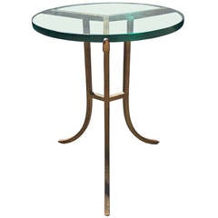 Mid-Century Sculptural Iron and Glass Top Gueridon Table