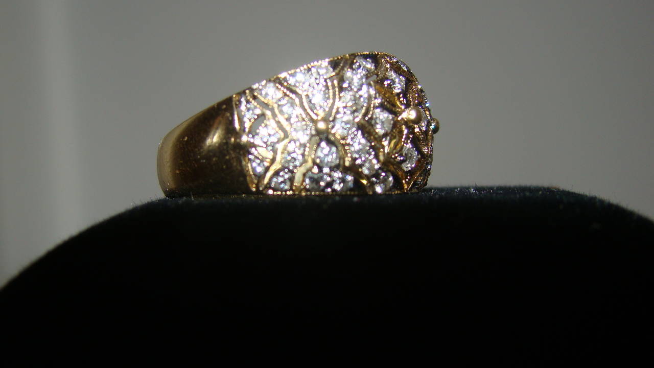Unknown 18-Karat Gold Antique Pave Diamond Ring
