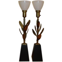 Pair Of Succulant Brass Organic Stiffel Table Lamps