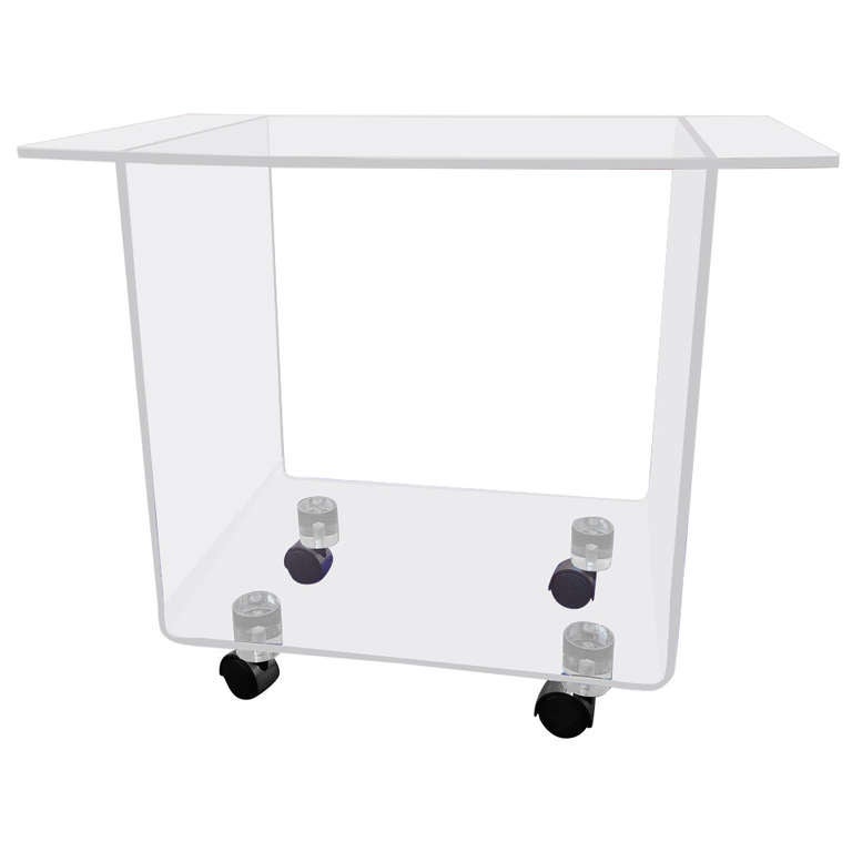 Lucite Mid Century Rolling Bar Cart Table