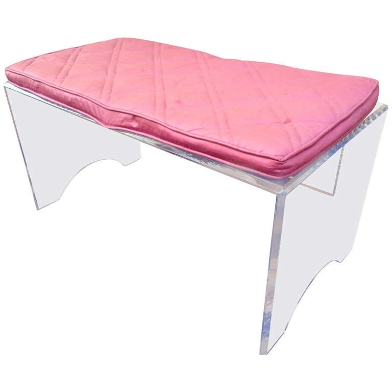 Sculptural Lucite Mid Century Bench Stool at 1stDibs