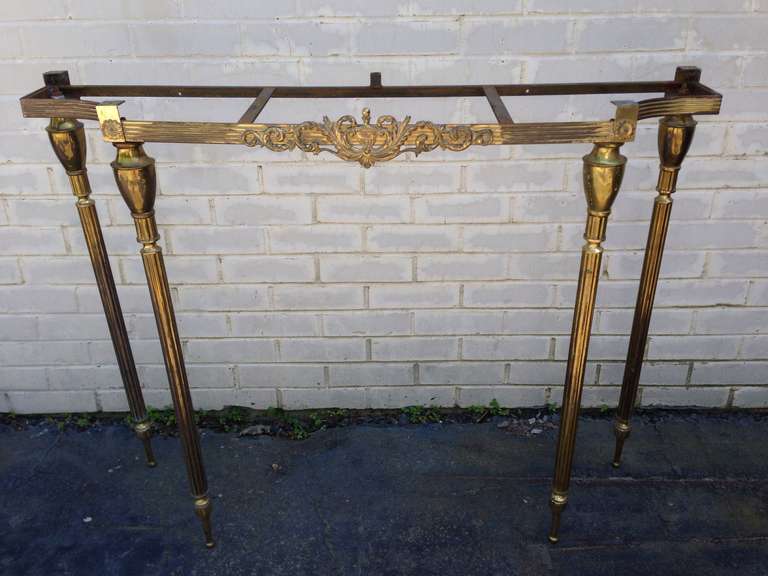 Scuptural Brass French Wall Mounted Console Table
