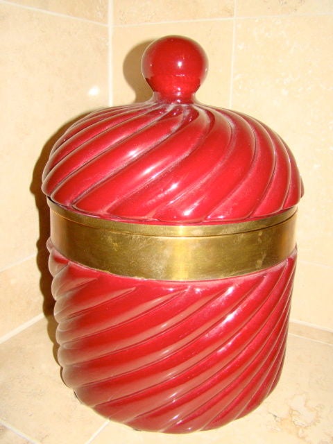 Pottery Tommaso Barbi Ice Bucket & Ashtray/Lighter Italian Ceramic Set