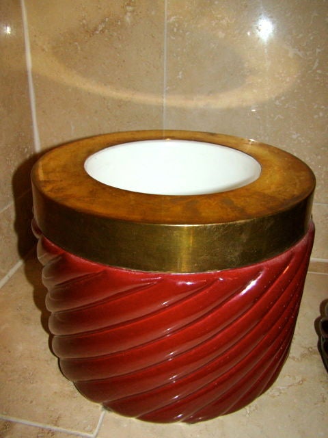 Tommaso Barbi Ice Bucket & Ashtray/Lighter Italian Ceramic Set 1