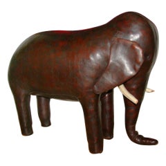 Large Omersa Abercrombie & Fitch Leather Stuffed Elephant