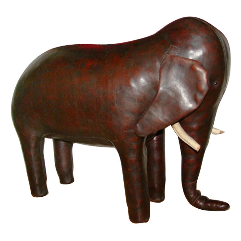 Large Omersa Abercrombie 
Fitch Leather Stuffed Elephant