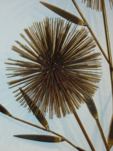 Late 20th Century C Jere Brass Sea Urchin Sputnik Metal Wall Sculpture Tree