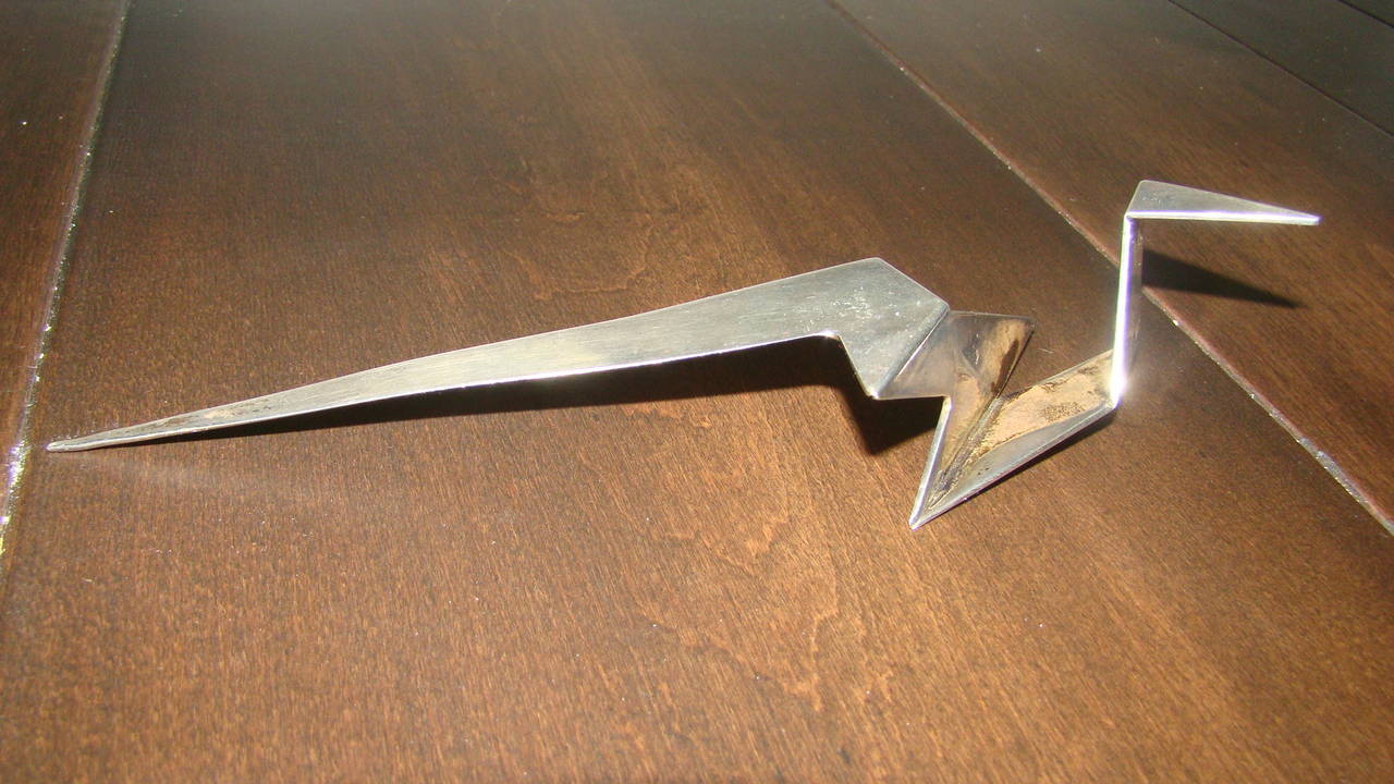 Unknown Geometric Art Deco Sterling Silver Letter Opener Sculpture For Sale