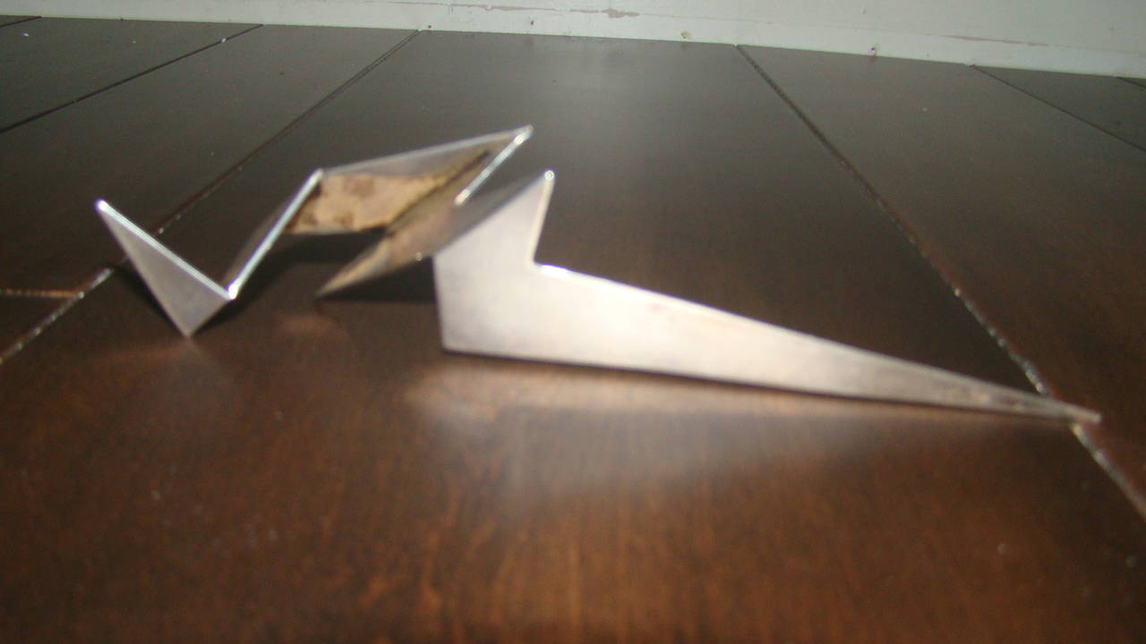 Geometric Art Deco Sterling Silver Letter Opener Sculpture In Excellent Condition For Sale In Atlanta, GA