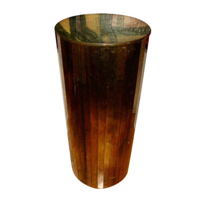C Jere Faceted Brass Pedestal Sculpture Stand Column Table at 1stdibs