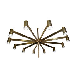 Arredoluce Monumental 12 Arm Brass Architectural Chandelier Lamp