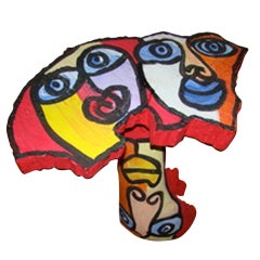 Peter Keil Listed Abstract Hand Painted Sculptural Table