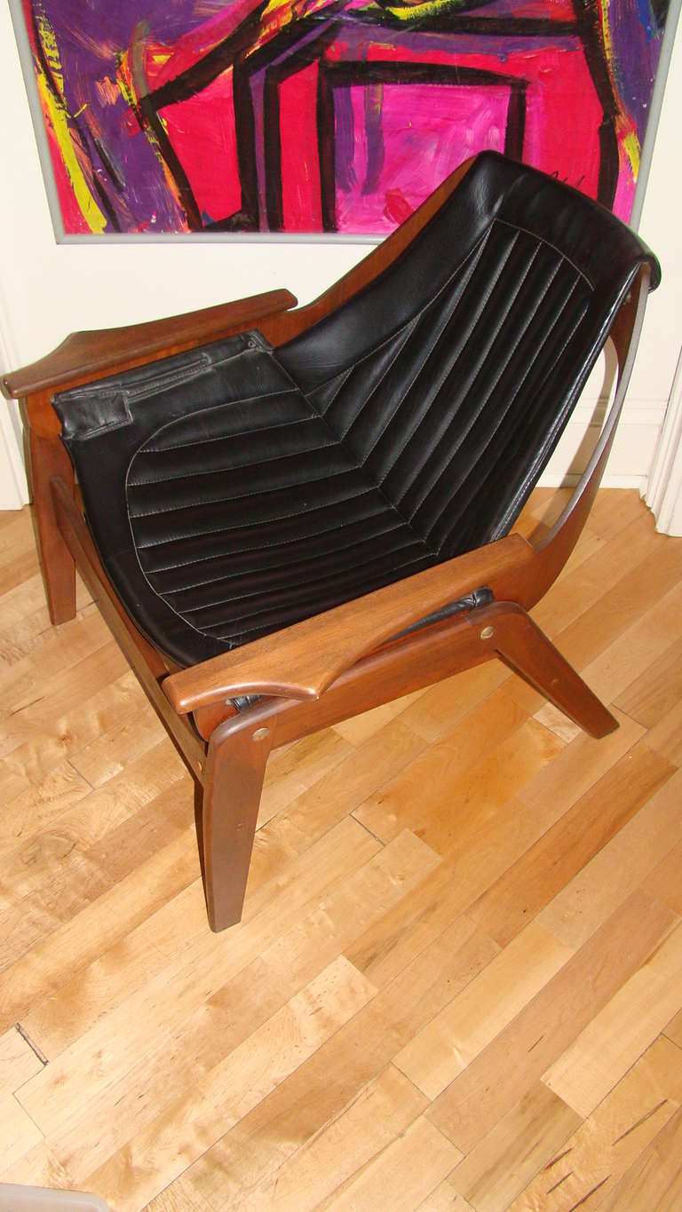 Jerry Johnson Mid Century Modern Sling Lounge Chair In Excellent Condition In Atlanta, GA