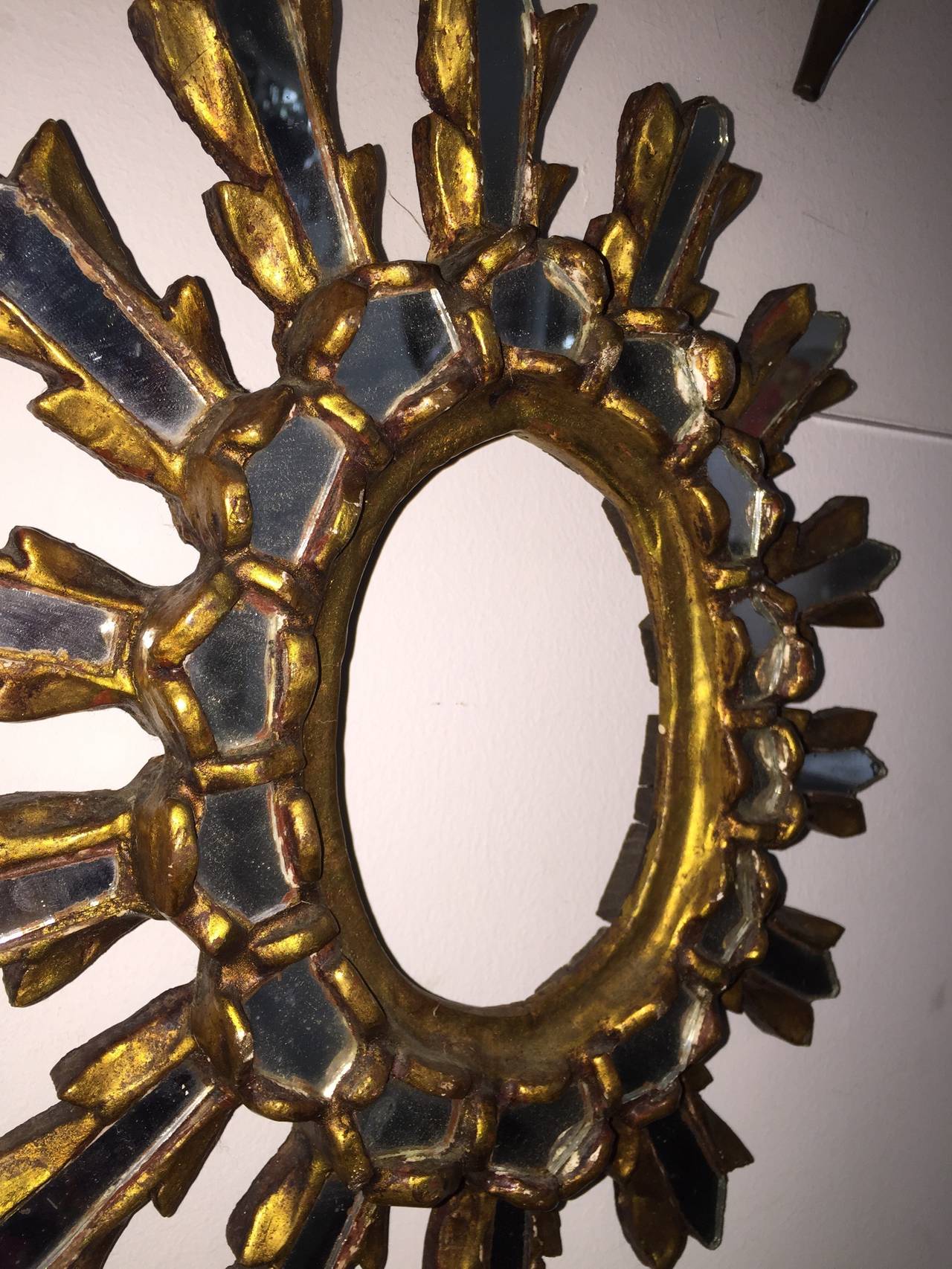 Gold Guild Antique Sunburst Wall Mirror In Excellent Condition In Atlanta, GA