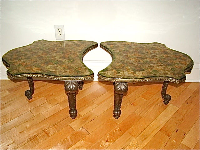 Lacquered Capiz Shell Top End Table Pair by Enrique Garcel