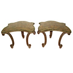 Lacquered Capiz Shell Top End Table Pair by Enrique Garcel Lacquered Capiz Shell Top End Table Pair by Enrique Garcel