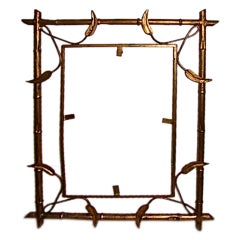 Faux Bamboo Metal Gold Gild Wall Hanging Mirror Frame