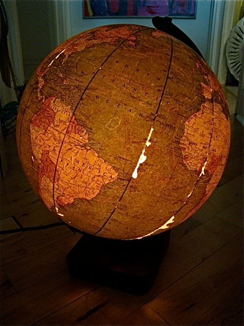 Art Deco Lighted Glass World Terrestrial Globe by Crams 5