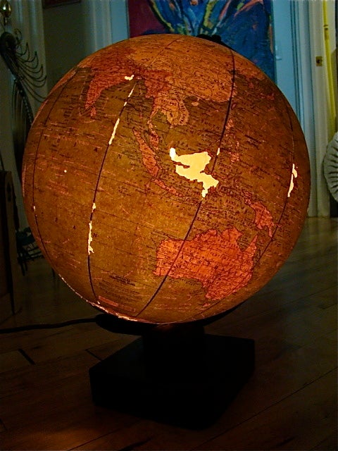 Art Deco Lighted Glass World Terrestrial Globe by Crams 6