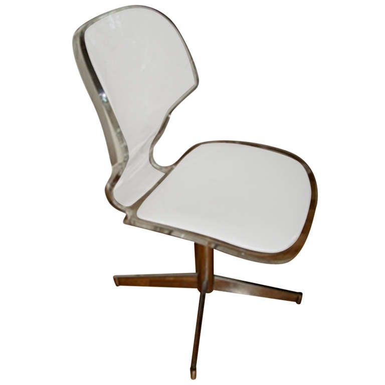 Sculptural Lucite and Chrome Vanity Desk Chair at 1stDibs