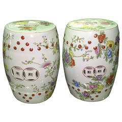 Pair of Chinese Garden Drum Tables or Stools