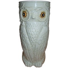 Italian Pottery Owl Floor Vase Umbrella Holder