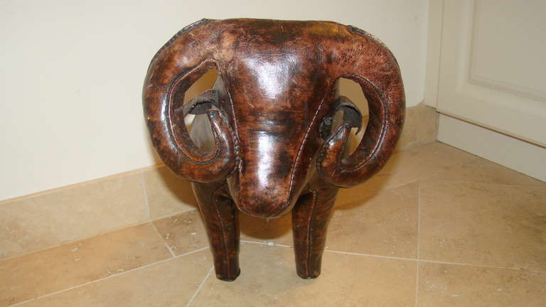 Folk Art Omersa Leather Ram Stool for Abercrombie & Fitch