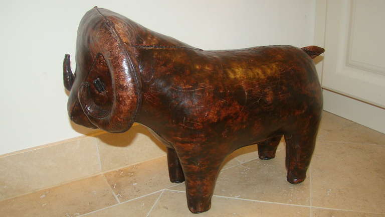 English Omersa Leather Ram Stool for Abercrombie & Fitch
