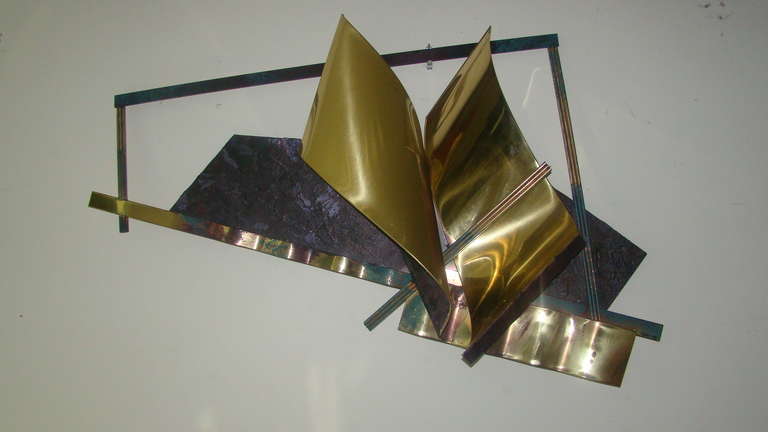 C Jere Brass Wall Hanging Abstract Sculpture In Excellent Condition In Atlanta, GA