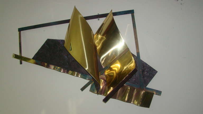 20th Century C Jere Brass Wall Hanging Abstract Sculpture