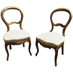 Pair of Gold Giltwood Balloon Back Chairs