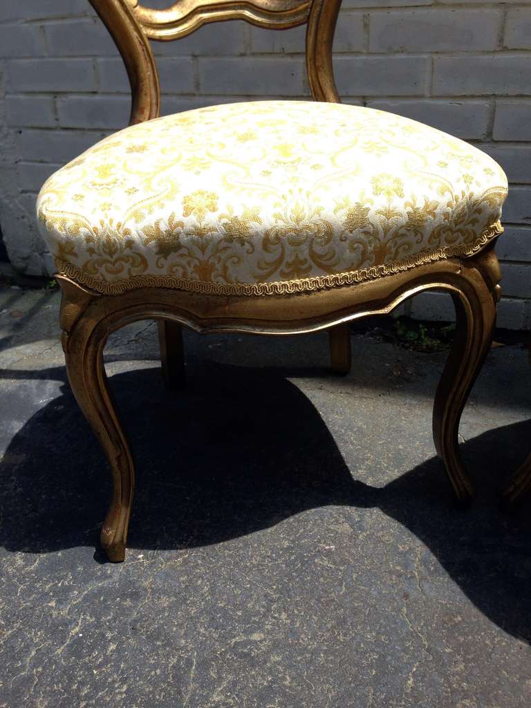 Unknown Pair of Gold Giltwood Balloon Back Chairs