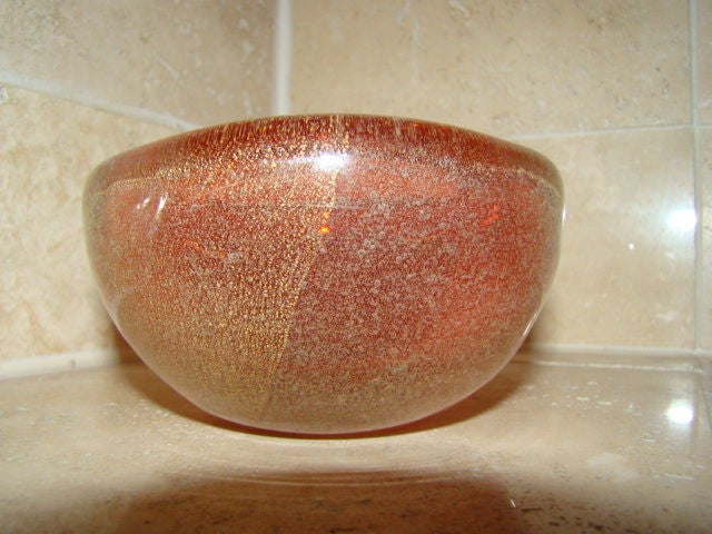 Italian Venini Carlo Scarpa SIgned Acid Etched Murano Glass Bowl