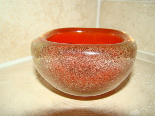 Venini Carlo Scarpa SIgned Acid Etched Murano Glass Bowl 2