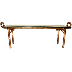 Faux Bamboo Carved and Giltwood Glamorous Italian Coffee Table