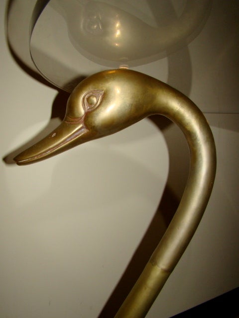 Glamorous Brass & Lucite Sculptural Swan Dining Table 1