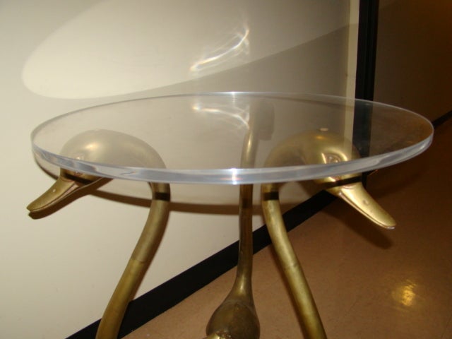 Glamorous Brass & Lucite Sculptural Swan Dining Table 2