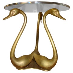 Glamorous Brass & Lucite Sculptural Swan Dining Table