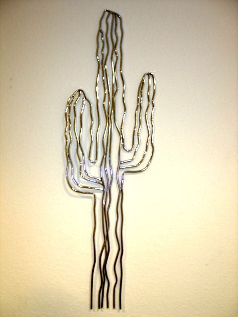 Life Size Curtis Jere Cactus Chrome Metal Wall Sculpture 1970s 2