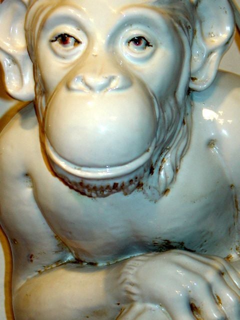 Monumental Italian Pottery Monkey Lamp Palm Beach Regency 1