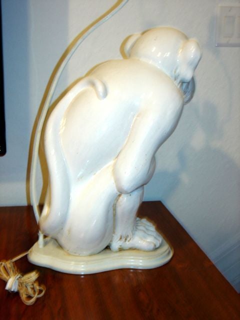 Monumental Italian Pottery Monkey Lamp Palm Beach Regency 4