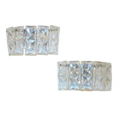 1960s German Pair of Cut Crystal Wall Sconce Lamps Kamer