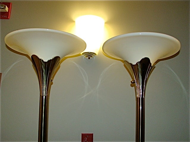 American Pair of Stiffel Mid Century Sculptural Torchiere Floor Lamps