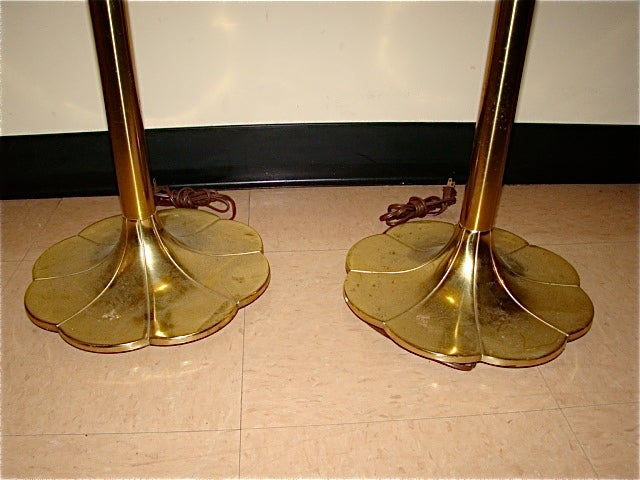 Pair of Stiffel Mid Century Sculptural Torchiere Floor Lamps In Excellent Condition In Atlanta, GA