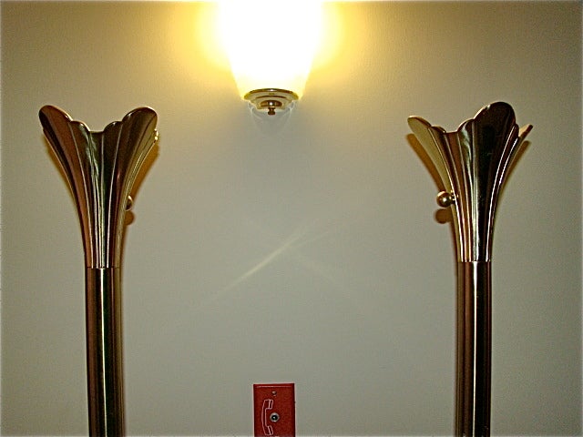 Pair of Stiffel Mid Century Sculptural Torchiere Floor Lamps 2