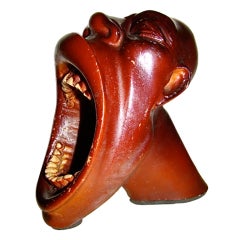 Unusual Mid Century African Head Table Sculpture