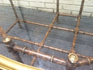 Baker Faux Bamboo Tortoise Shell Brass Tray Coffee Table 1